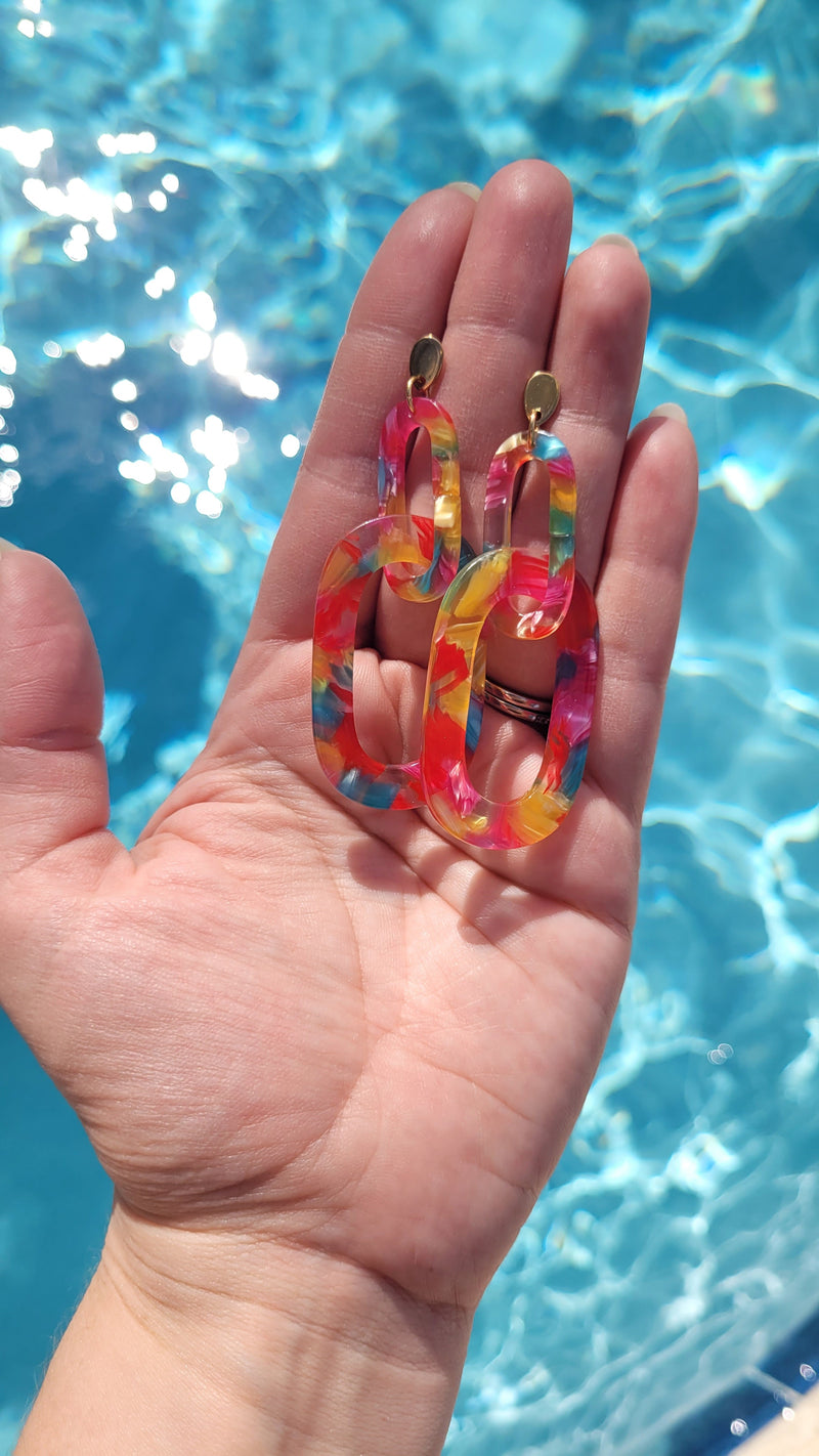 Chrissy Earrings - Rainbow Confetti