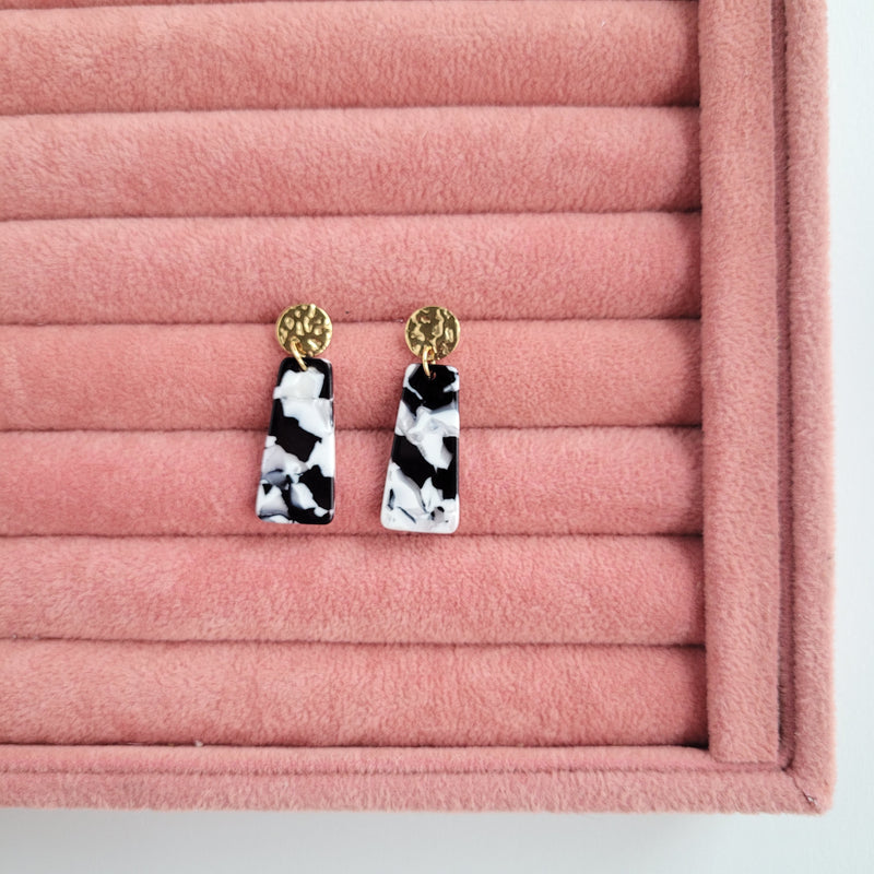 Mia Mini Earrings - Black & White