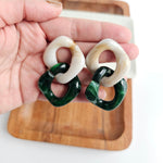 Betsy Earrings - Neutral & Forest Green