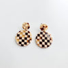 Addy Earrings - Brown Checker