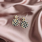Addy Earrings - Brown Checker
