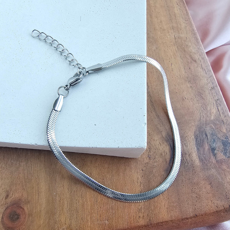 Luxe Silver Herringbone Bracelet