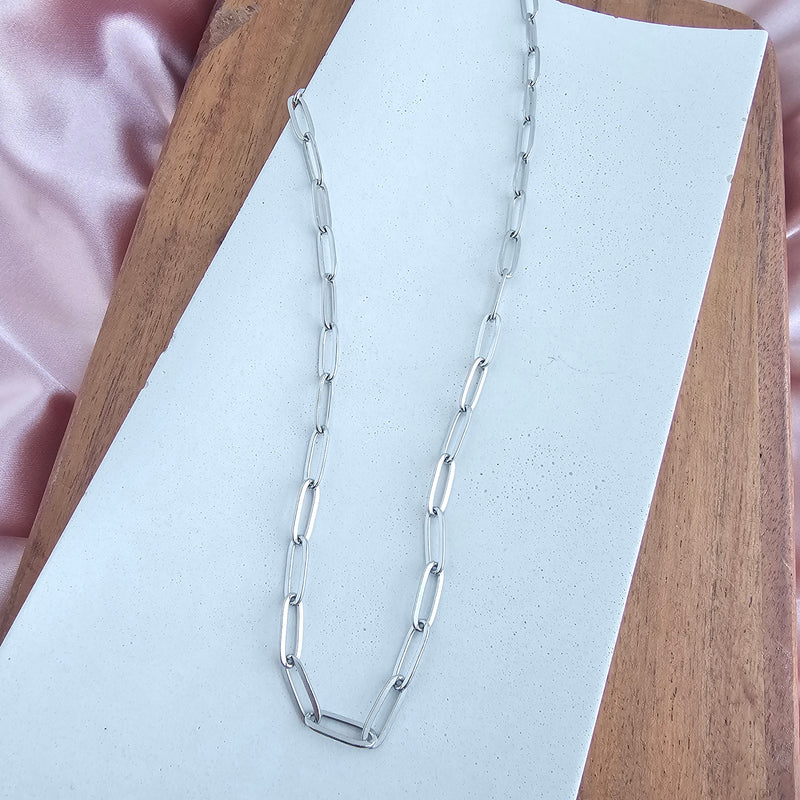 Luxe Silver Paper Clip Chain - 18"