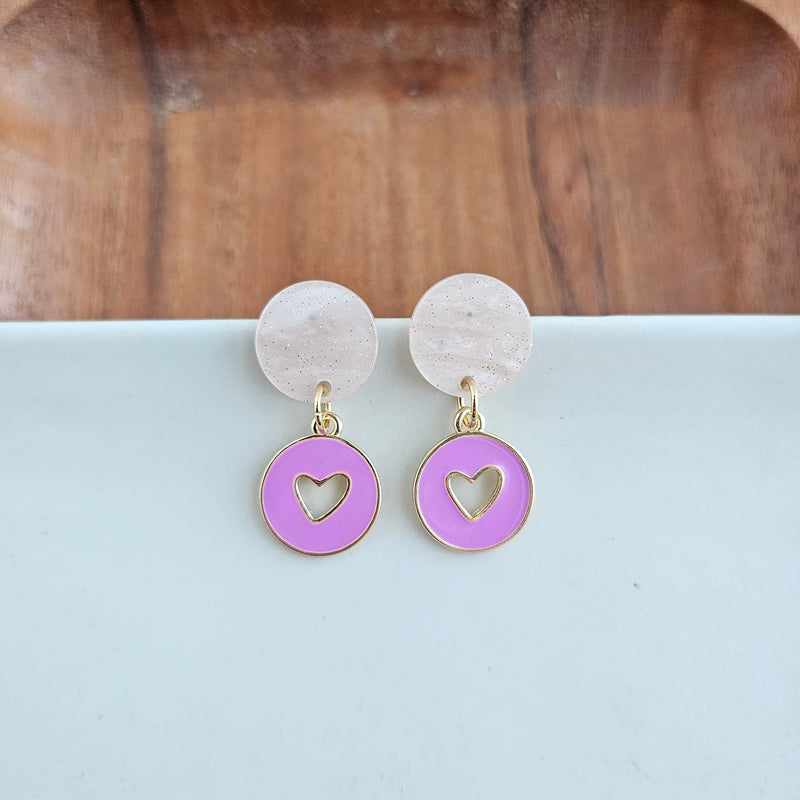 Amora Heart Earrings - Purple