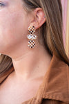 Florence Earrings - Brown Checker