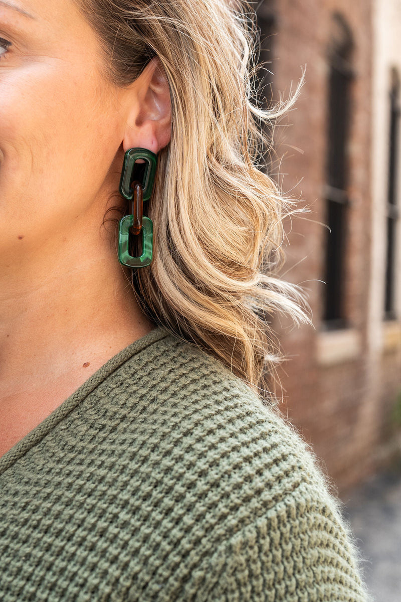 Tabitha Earrings - Forest Green & Amber